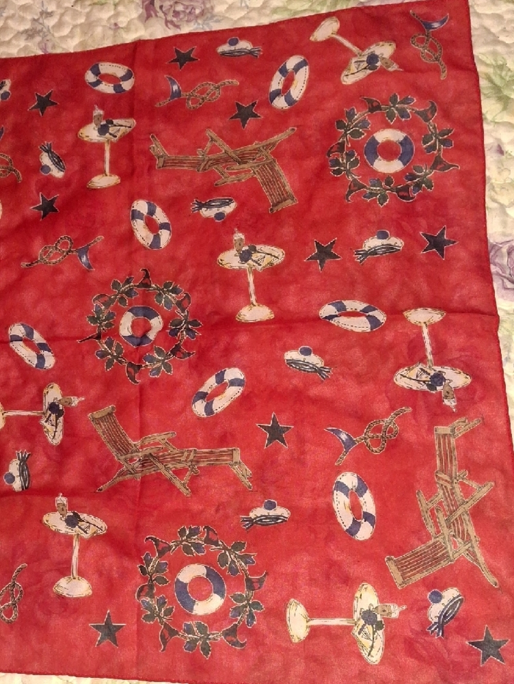 Nautical Print Scarf Duo - Red and Blue - Picture 5 of 9
